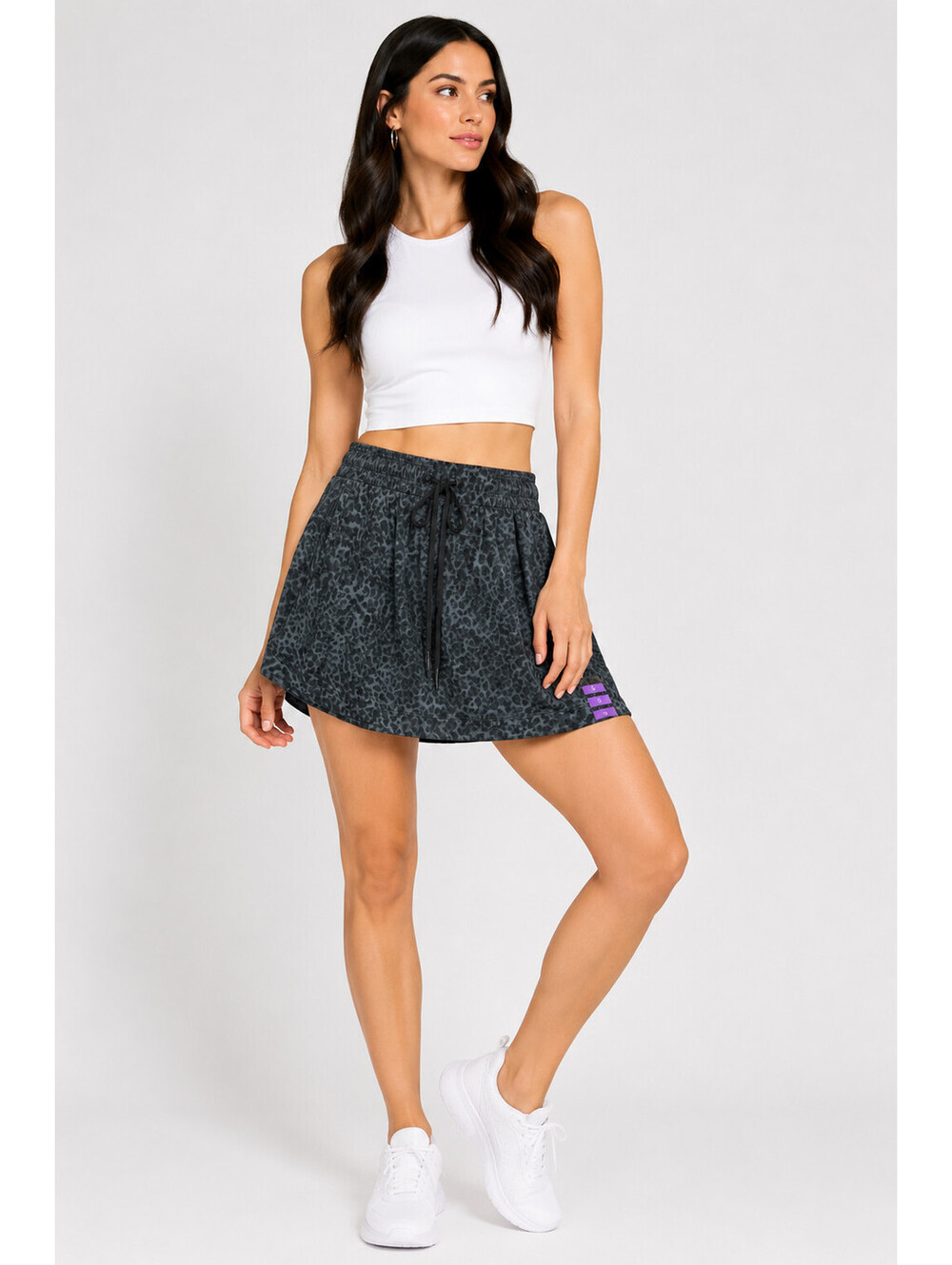 RBX Womens Small Black Gray Cheetah Skort 17" w Bike Shorts Golf Pickleball NWT